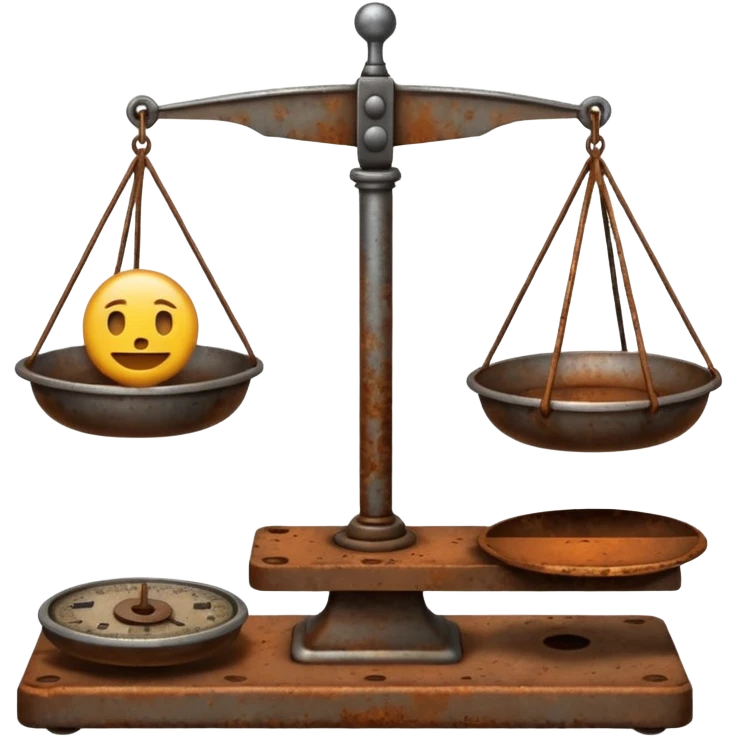 An emoji in ios style of an unbalanced old scale emoji