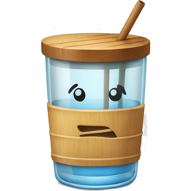 glass with wood lid and straw emoji