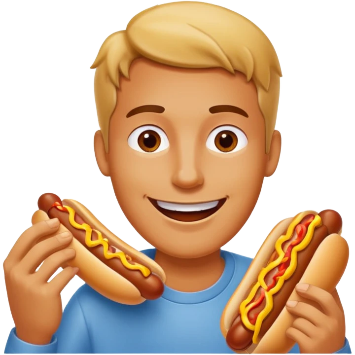 A man eating a chili-covered hot dog with delighted eyes.






















 emoji