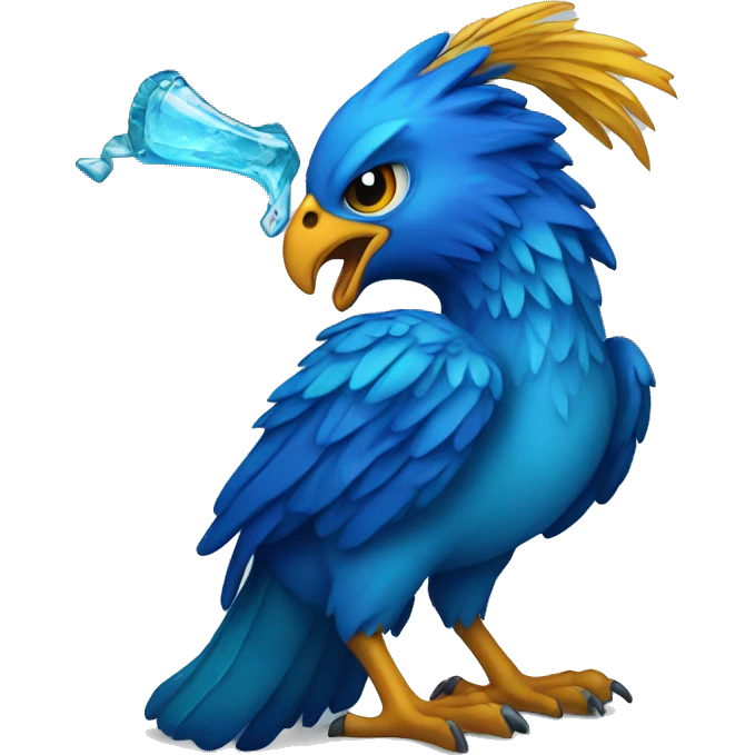 blue phoenix eating glass emoji