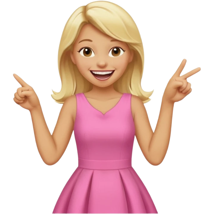 blonde tan girl laughing and pointing at me wearing pink  emoji