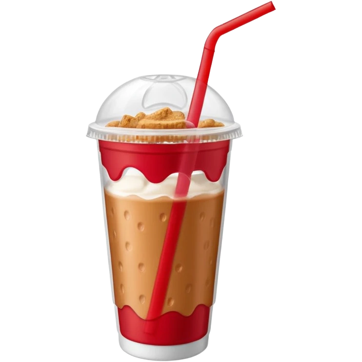 strawberry biscoff drink with lid and straw without face emoji