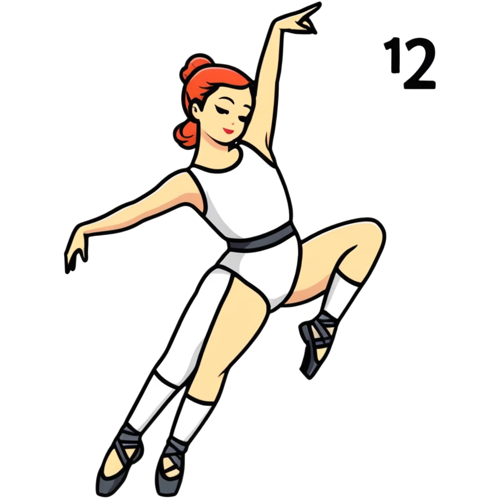 Performance dancer in dance costume holding number 1 emoji
