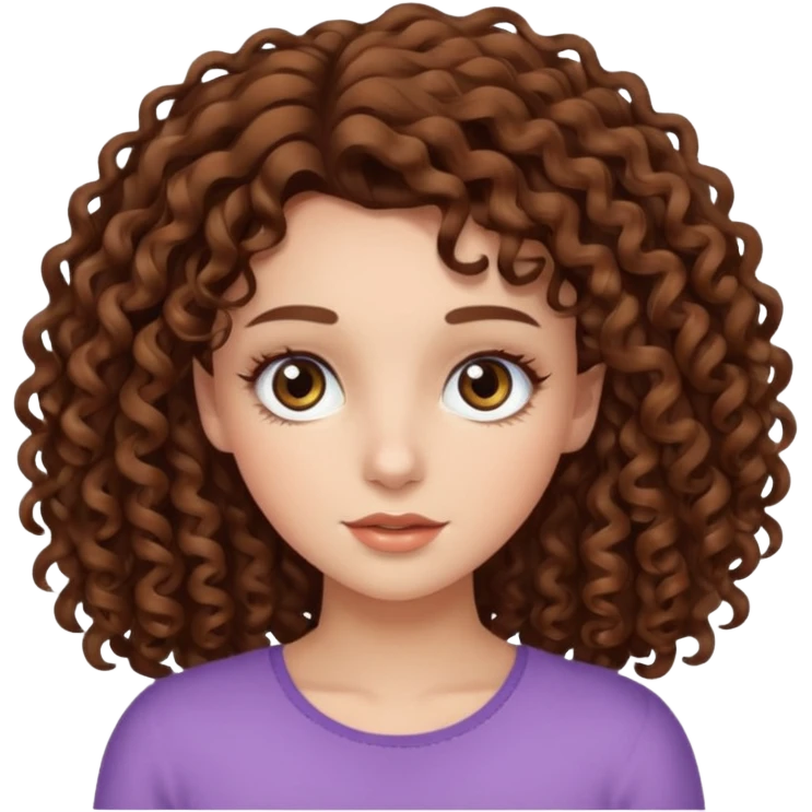 Girl with brown curly hair and long lash extensions emoji