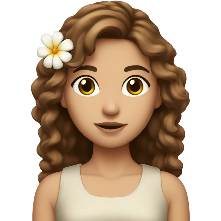 Brown hair model flower  emoji