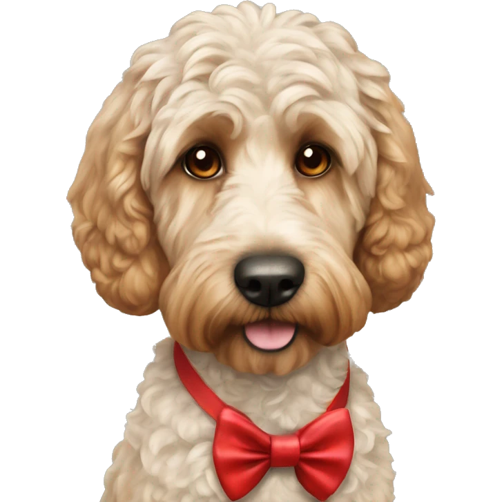 Cockapoo with red bow tie  emoji