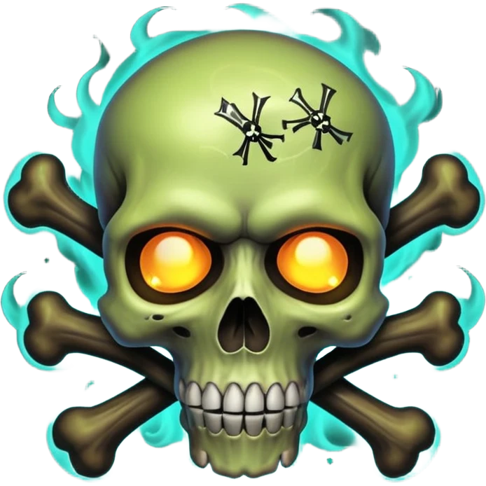 
a poisonous cloud of gas, dark swamp color, with an image of a skull and two crossed bones behind the skull emoji