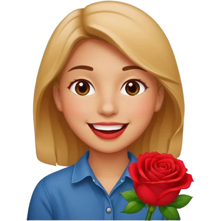 Happy face with rose in mouth emoji