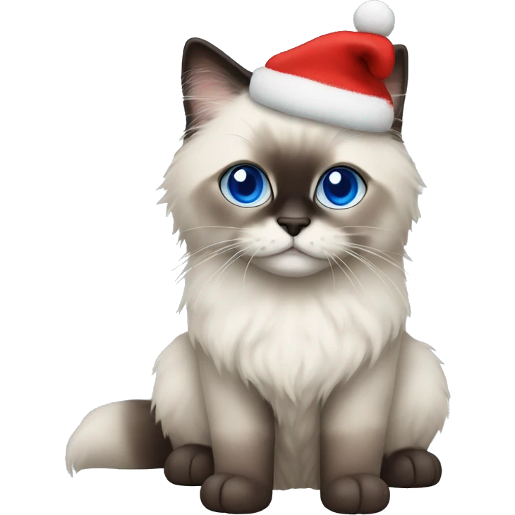 Ragdoll with blue eyes in christmas sweater emoji