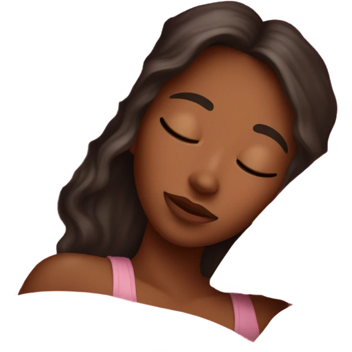 Sleeping in pinky bed, girl emoji