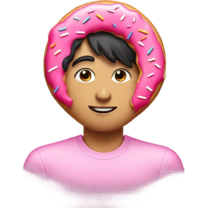 pink donut with black hairs on it emoji