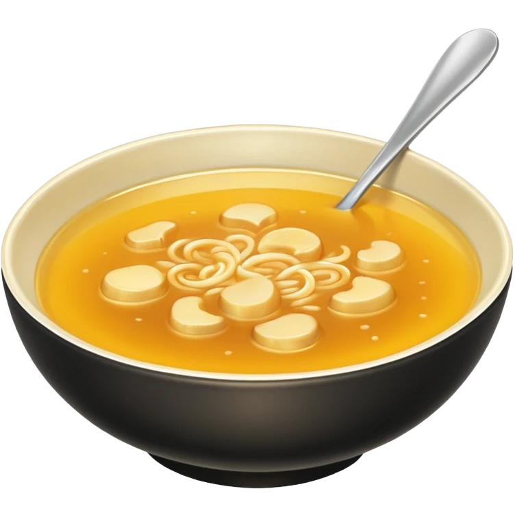 a bowl of golden broth, vibrant gold color, smooth, no spoon, simple, clear emoji