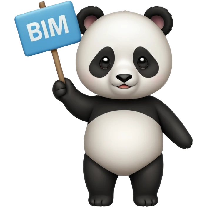 Panda con cartel que dice BIM BAM BUM emoji