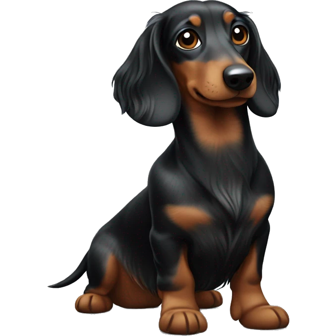 long-haired black and merle dachshund emoji