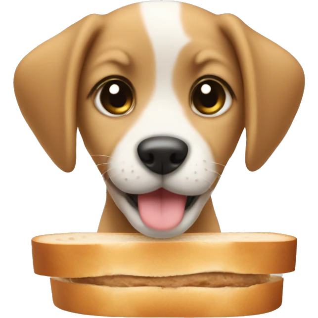 cute puppy in between two slices of bread emoji