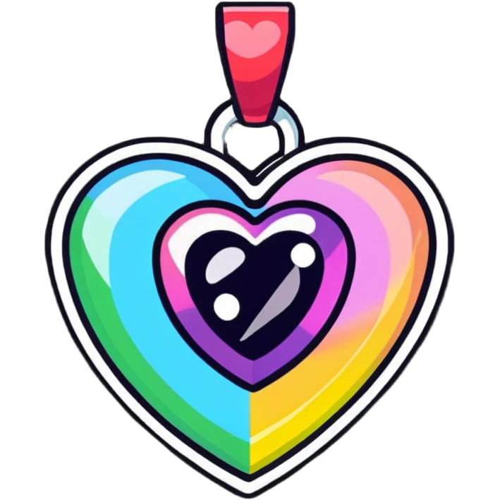 heart shaped mystic topaz holographic charm with rainbow sparkles emoji