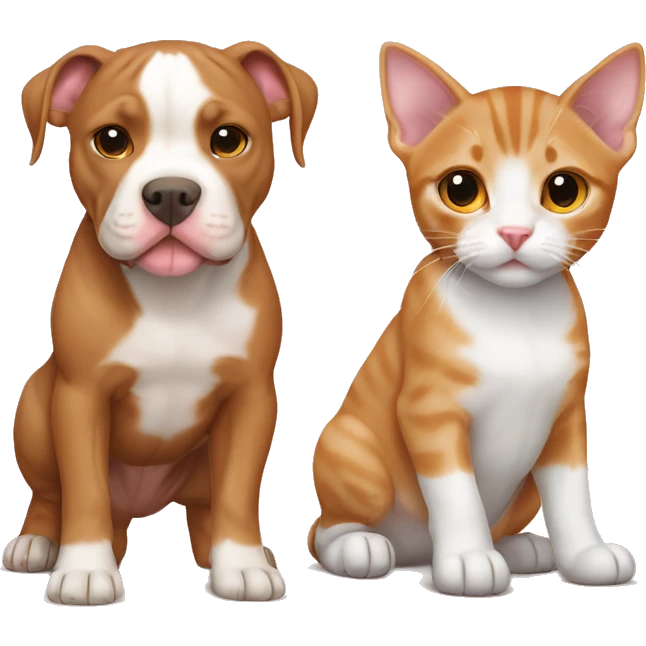 Light brown pitbull and orange and white kitten emoji