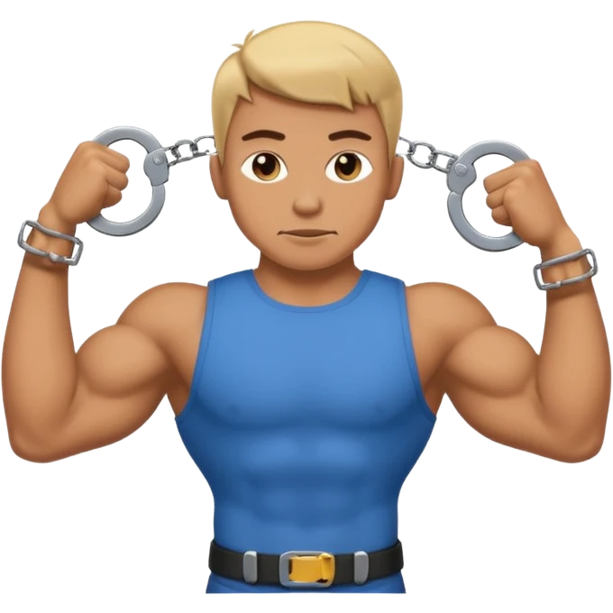 Flexing single bicep with handcuffs emoji