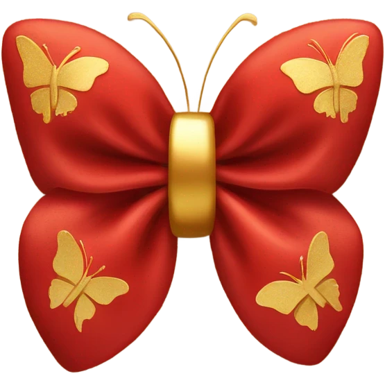 Red bow with gold butterfly  emoji