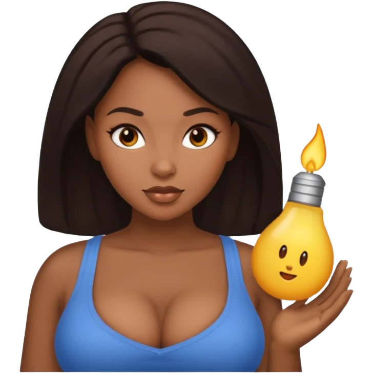 Light skinned black woman with big titties and dark brow hair emoji
