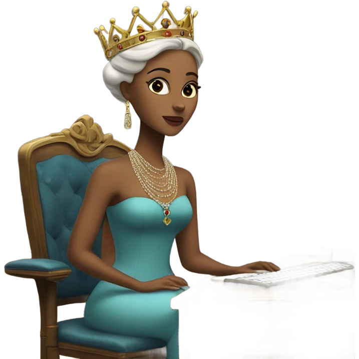 Queen typing on a computer emoji