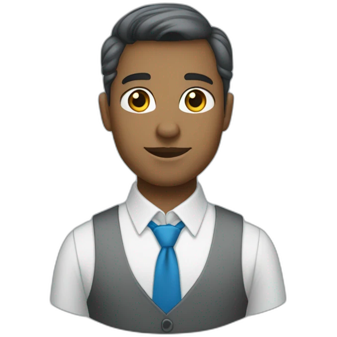 white jehovahs witness with black gray very short hair and blue bow tie emoji