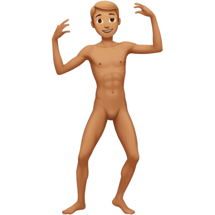 Skinny naked guy dancing happy emoji