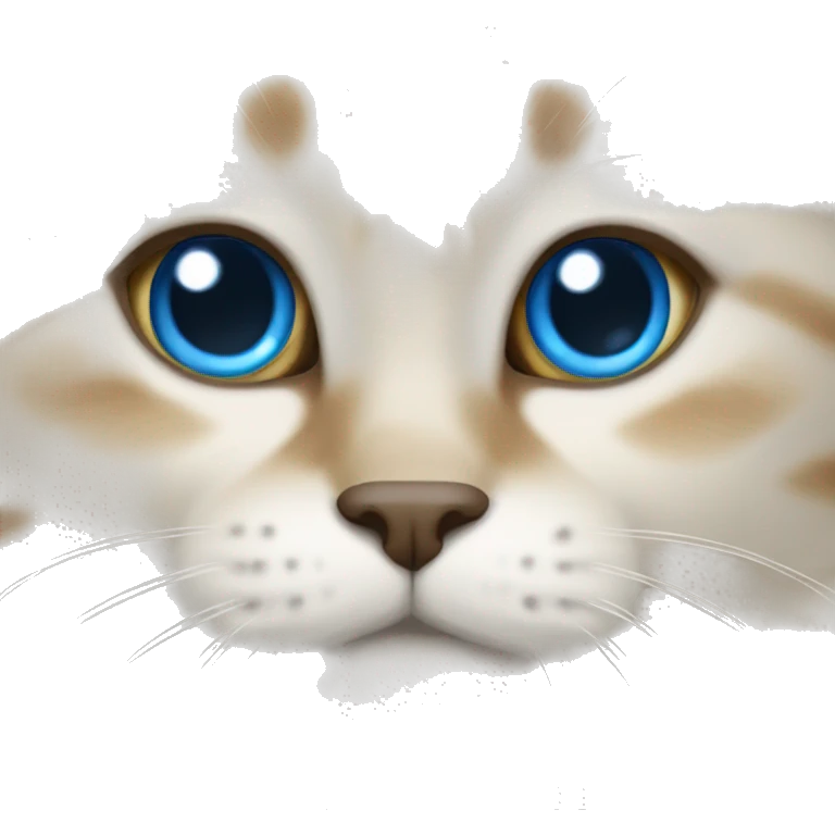 Scottish sheer cat with light brown to bright white fur color and blue eyes. emoji