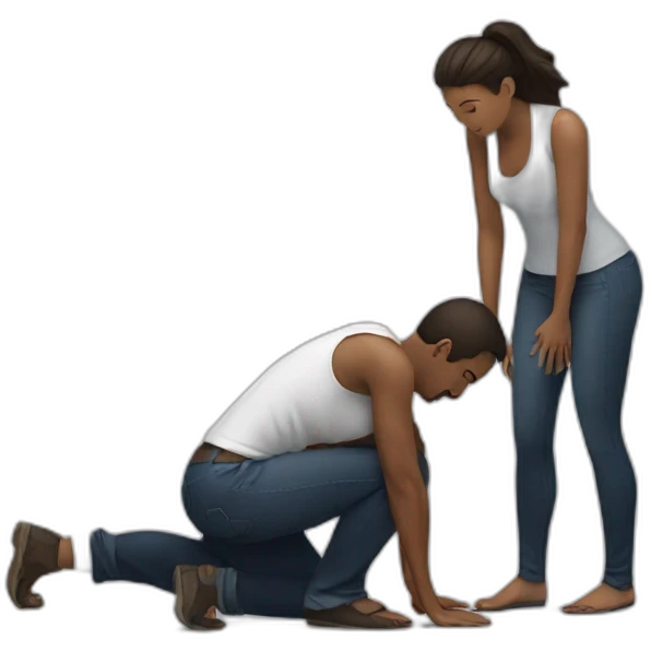 Woman on knees facing man emoji