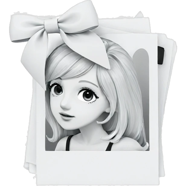 monochrome girl with flower bow emoji