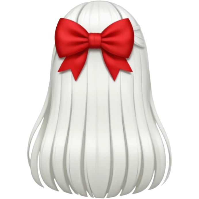 back view of white hair with red bow emoji