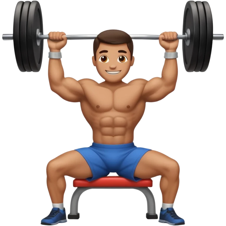 A man bench pressing in apple style emoji emoji