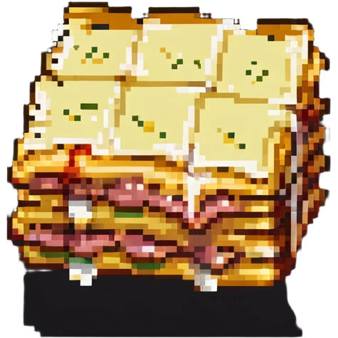 Square piece of lasagna with distinct layers of pasta, meat, and cheese emoji