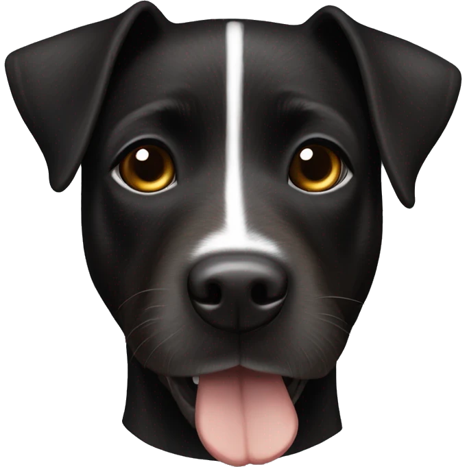 A sitting black Patterdale Terrier dog with a white patch on its chest and brown eyes. emoji