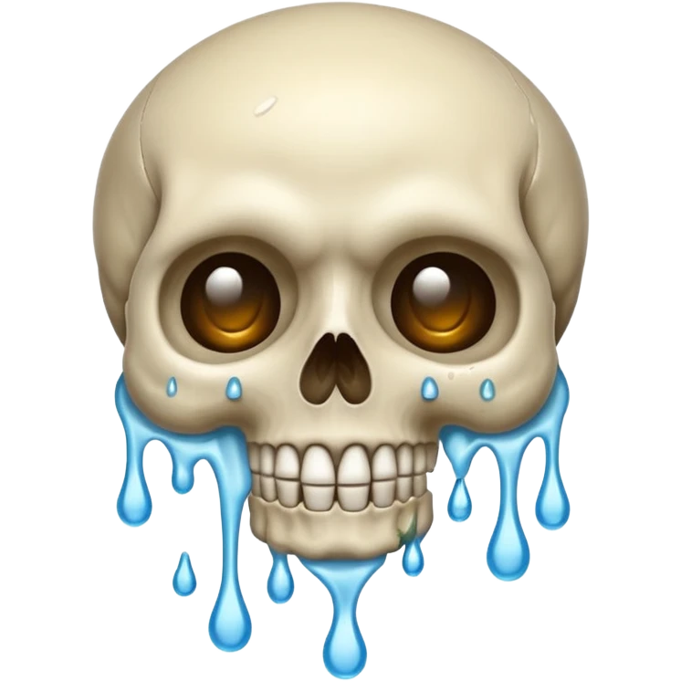 Skull smiling sweating drip emoji