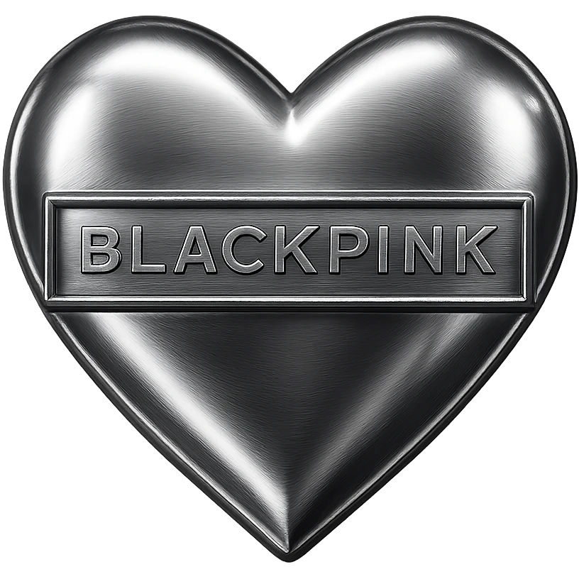 BLACKPINK-inspired object, black and pink colors, shiny and futuristic metallic look, Chrome style emoji