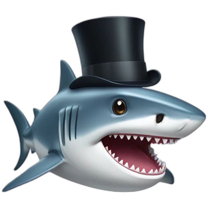 Shark with a top hat emoji