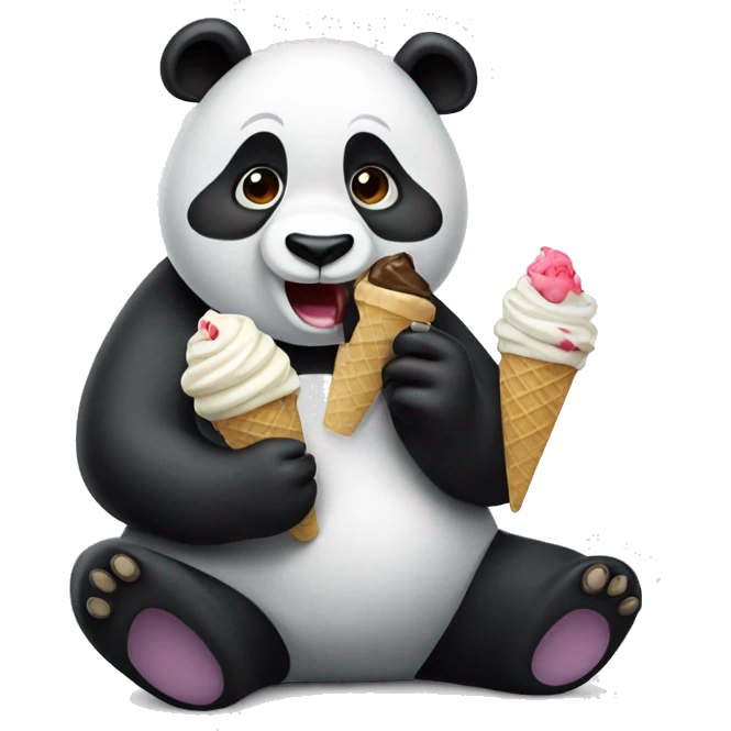 Panda eating ice cream emoji
