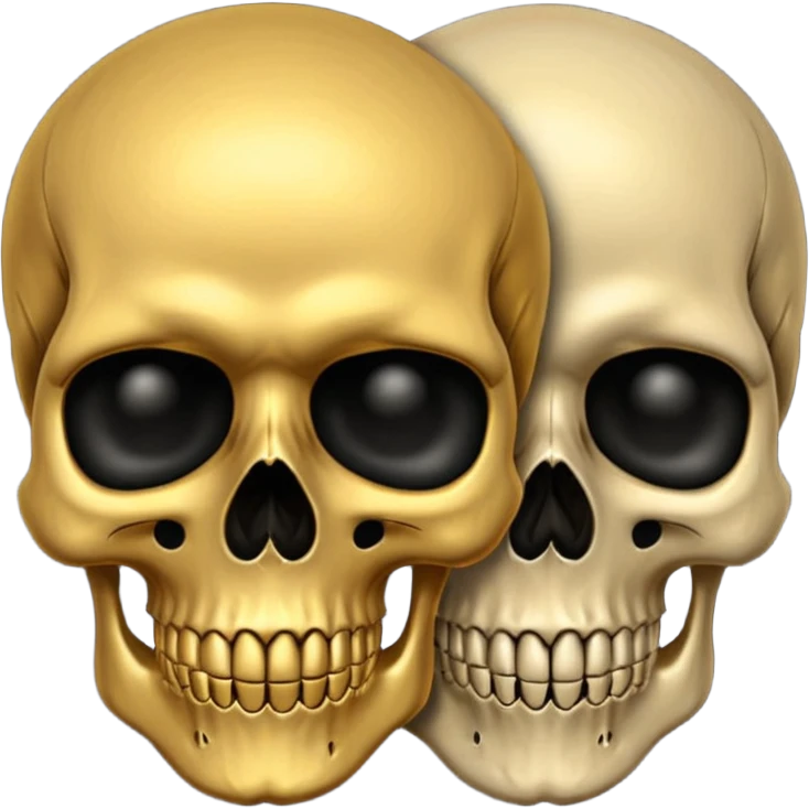 💀 top half black bottom half gold emoji