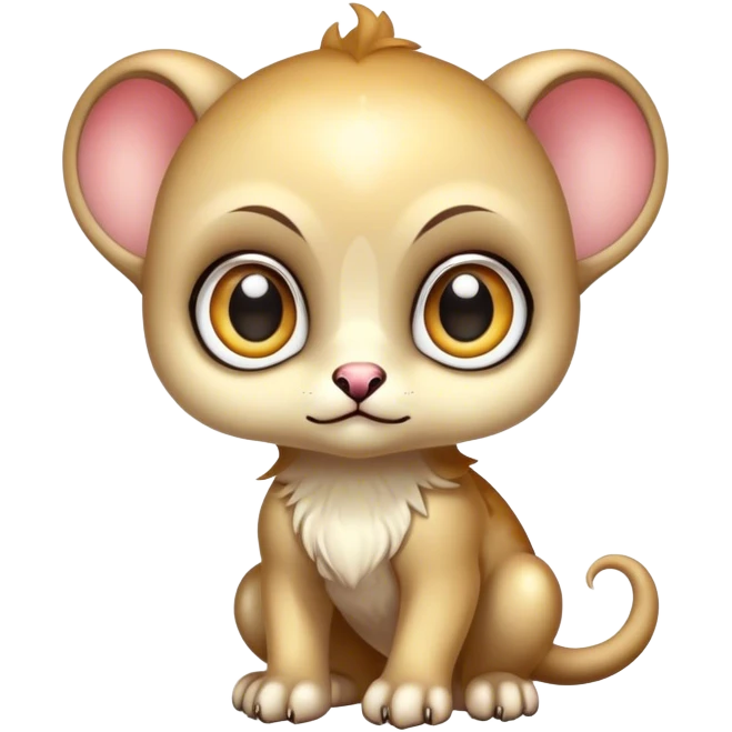 Adorable colorful shiny baby edgy fantasy-animal-hybrid full body, big Eyes emoji