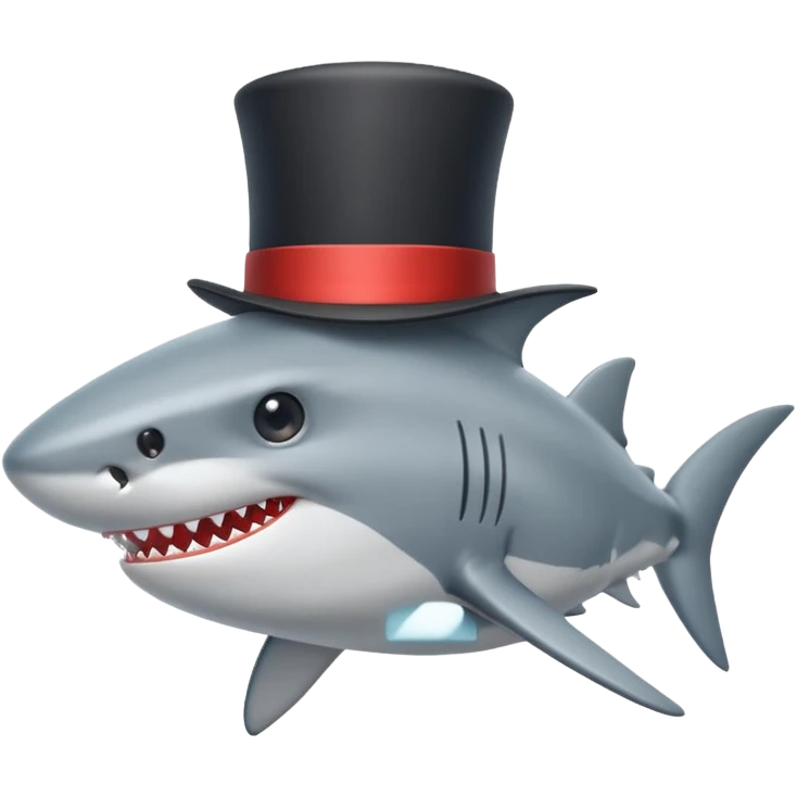 Shark with a top hat emoji