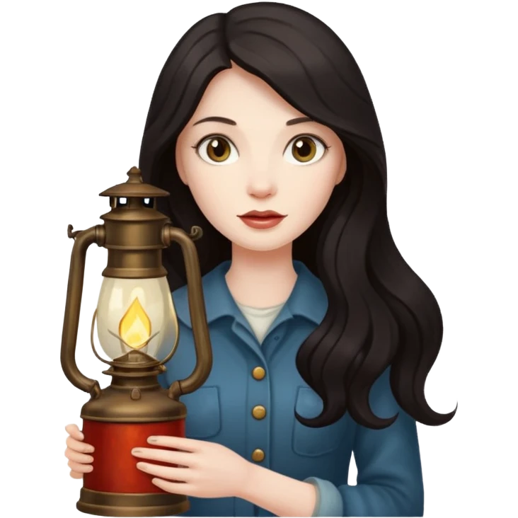 holding vintage gas lamp, female emoji