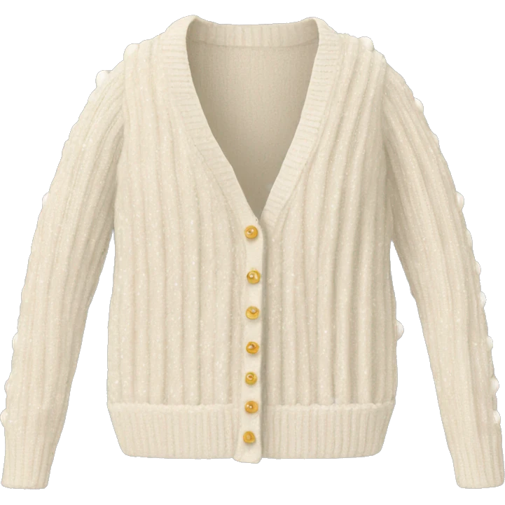 Pearl BOW RIB-KNIT cream CARDIGAN emoji