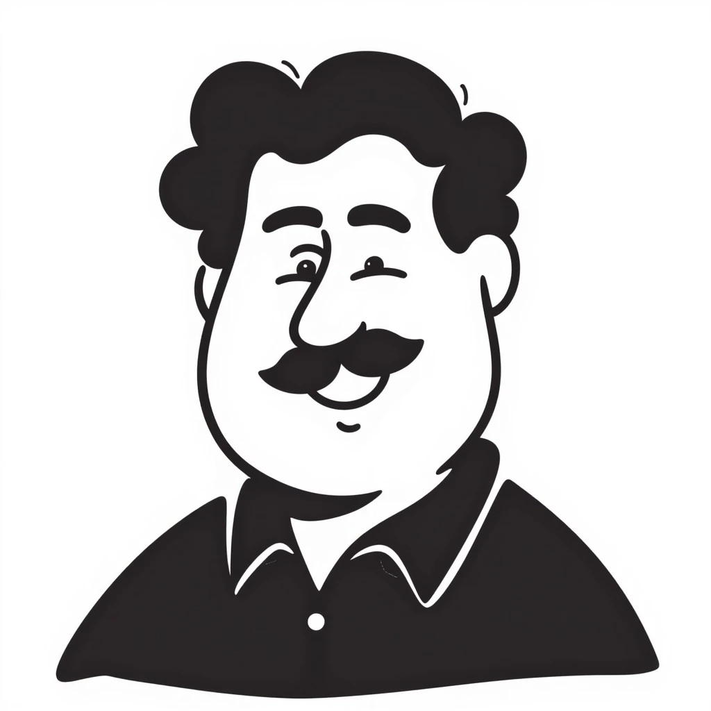 chubby Lebanese man with a goatee and short hair, smiling, hand drawn doodle style emoji