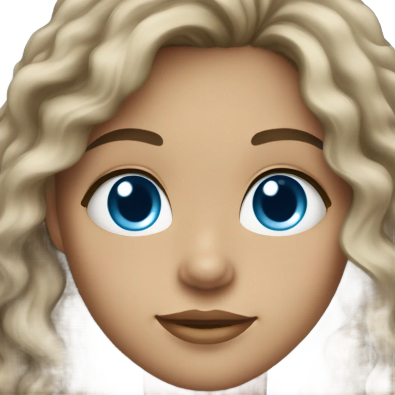 Light skin girl with long dark wavy hair and blue eyes emoji
