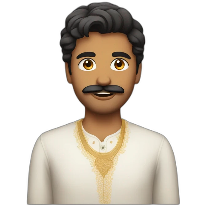 indian young guy with a mustache and beard emoji