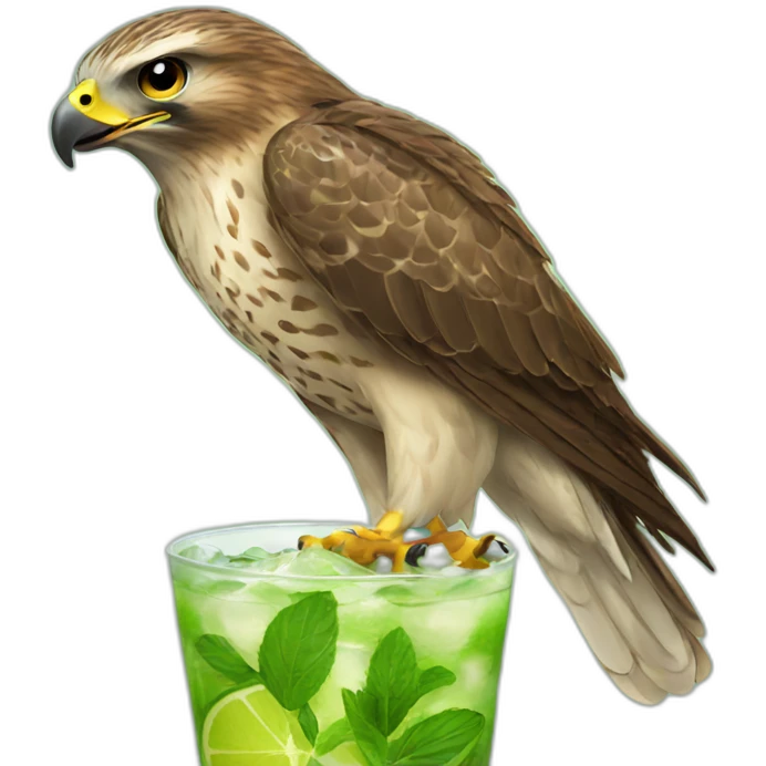 hawk drinks mojito emoji