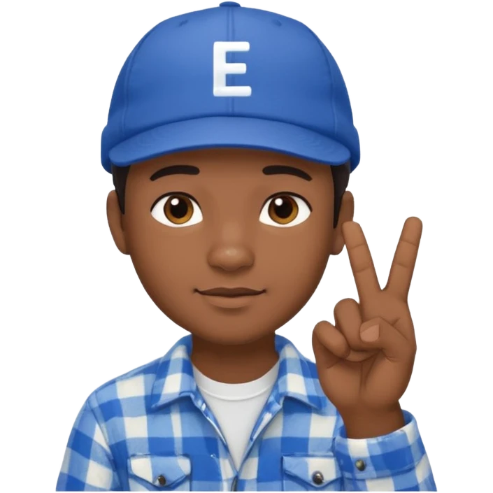 Emoji of a young man with dark hair, wearing a blue cap and a white flannel shirt, the young man is making a "like" gesture with his right hand emoji