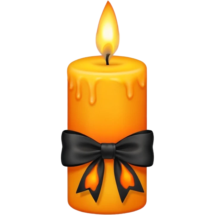 orange yellow candle, with black bow emoji