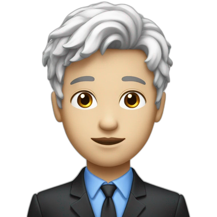 un garçon à la peau blanche avec les cheuveux noir et les yeux bleus emoji